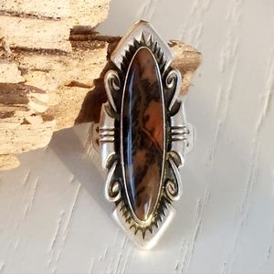 Vintage Navajo Sterling Silver Agate Ring